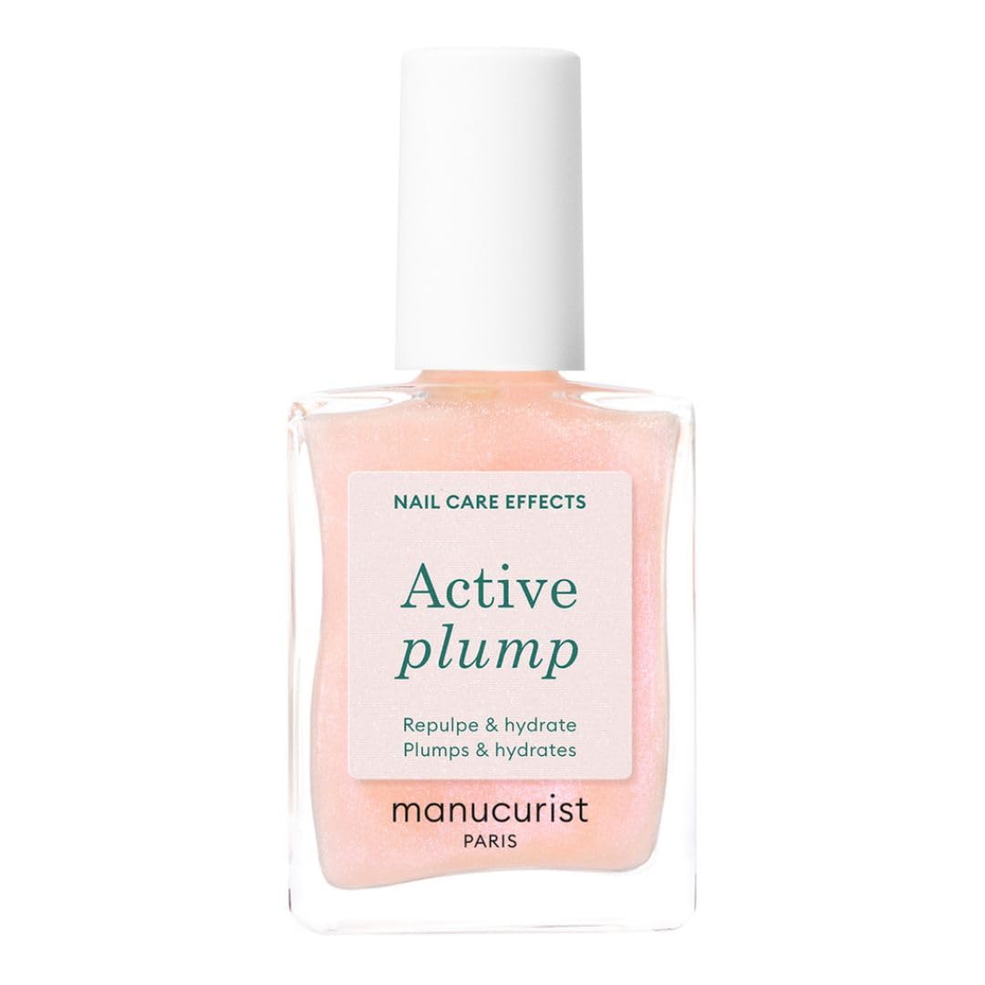 Manucurist Active Glow Raspberry Nail Polish & Care - Ultra-Glowy 2 in 1 Nail Concealer & Care - Plant-Based Ingredients: Sweet Almond Oil, Raspberry for Nourished Nail Rosy Mirror-Like Shine