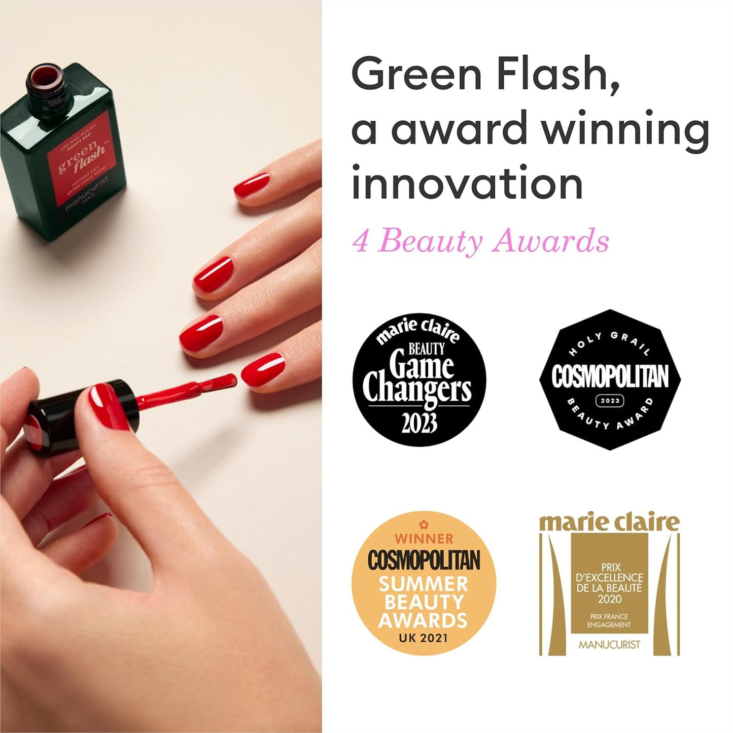 Manucurist Green Flash Base Coat - LED Gel Nail Polish Base Coat - 12-Free - 84% Bio-Sourced Ingredients - Made in France - 0.5 fl oz Bottle