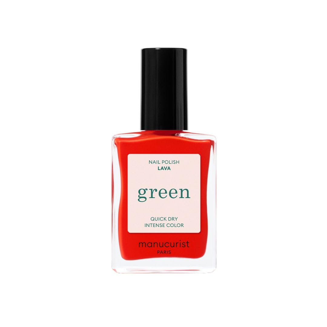 Manucurist - Green Red Cherry Nail Polish - Cherry Red Nail Polish - 9-Free, Vegan and Plant-Based - Manicure - Made in France - 0.5 fl oz
