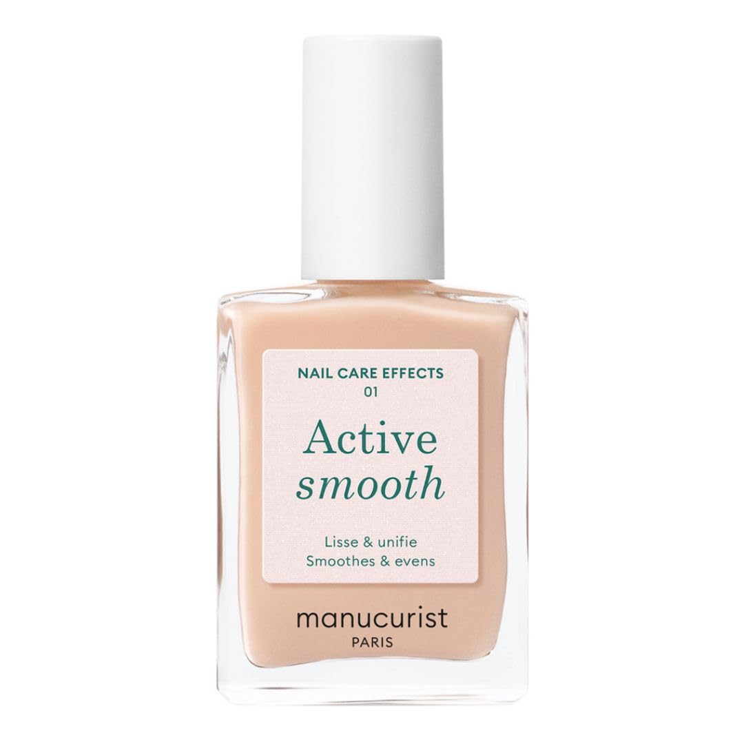 Manucurist Active Smooth 00 Nail Concealer Polish & Care - 2 in 1 Nude Nail Polish : Nail Strengthener and Growth - No Lamp - Ridge Filler for Nails - Natural Rosé Nail Polish