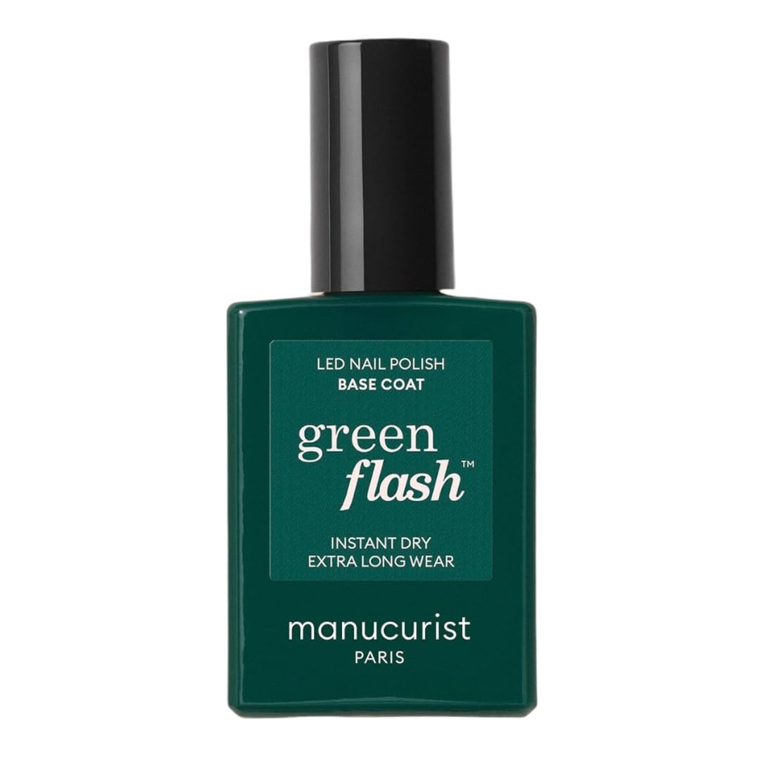 Manucurist Green Flash Base Coat - LED Gel Nail Polish Base Coat - 12-Free - 84% Bio-Sourced Ingredients - Made in France - 0.5 fl oz Bottle