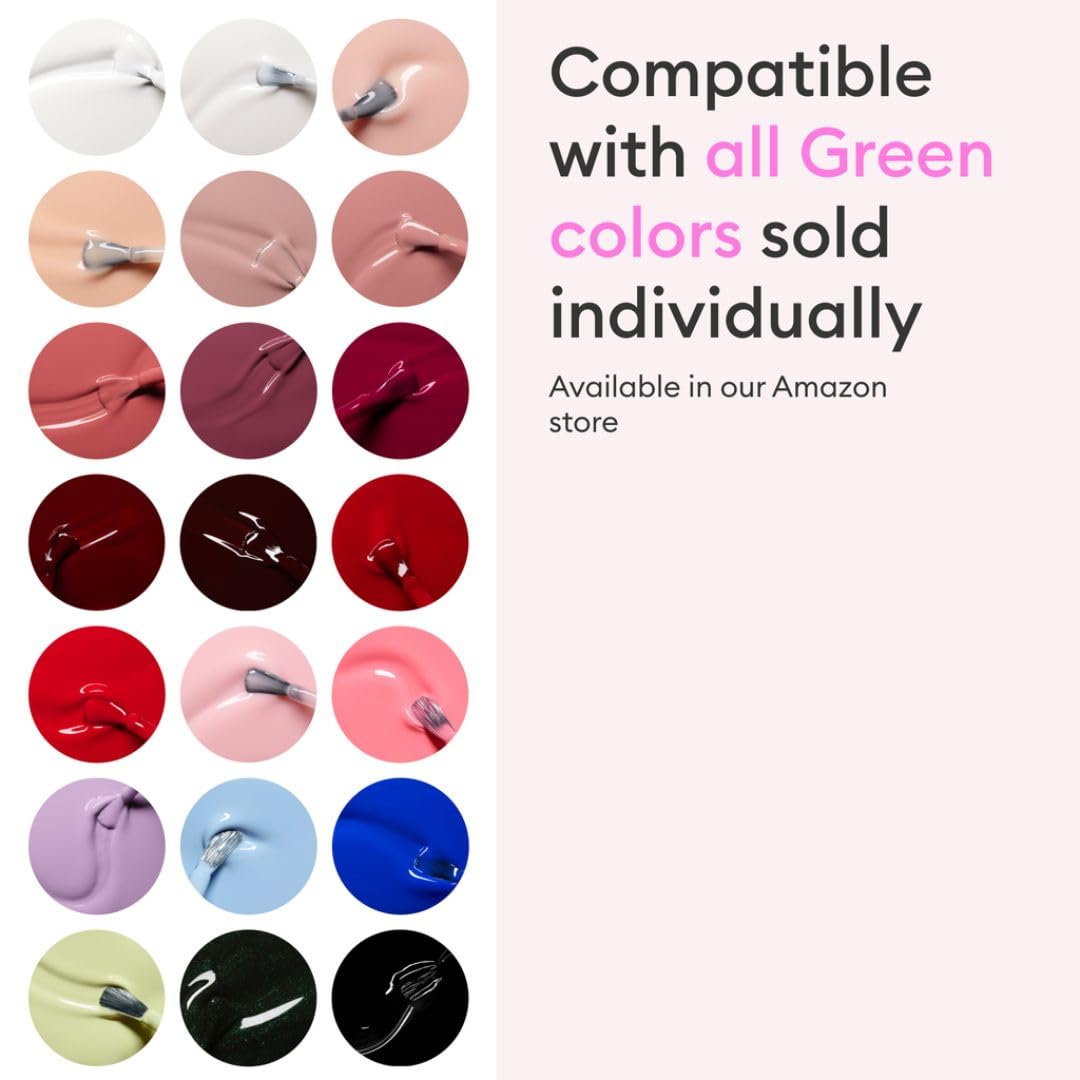 Manucurist System Green Pink (Hortencia) - Professional Manicure Set, Vegan & Plant-Based : 1 Nail Prep, 1 Base Coat, 1 Pink Nail Polish, 1 Top Coat, Drying Drops - No Lamp - Beauty Gift For Woman