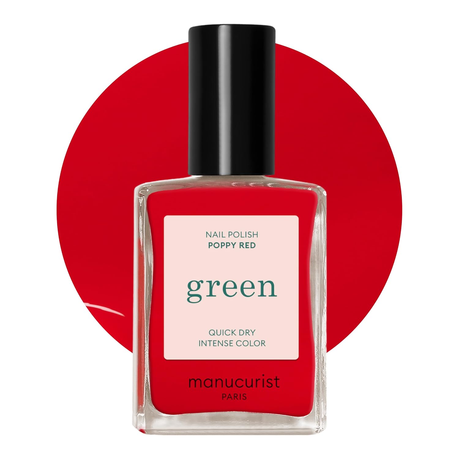 Manucurist Green Poppy Red - Red Nail Polish - 9-Free, Vegan and Plant-Based - Quick Dry Manicure - Non Toxic - Made in France - 0.5 fl oz