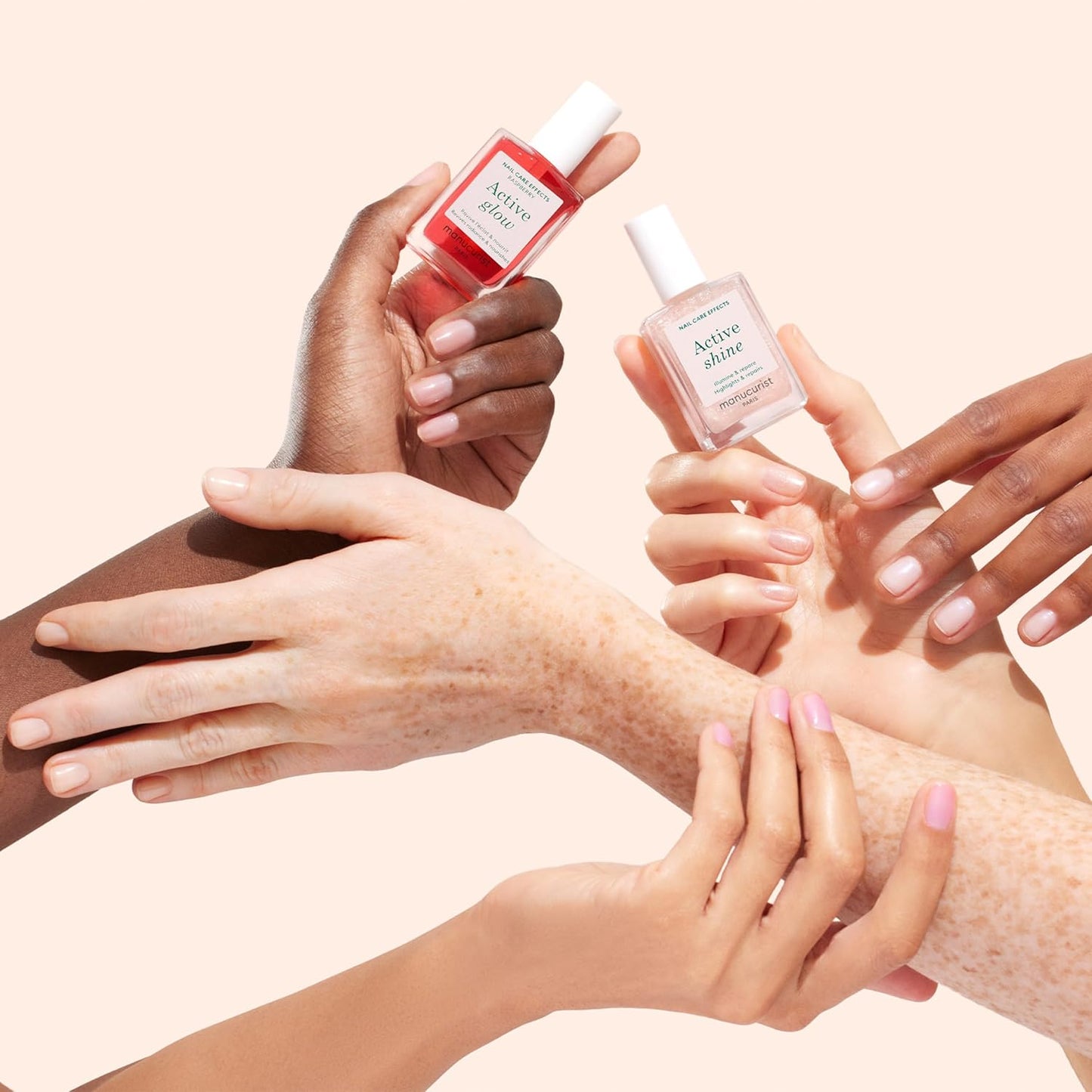 Manucurist Rainbow Active™ Full Range 5-Pack - Nail Care & Polish Set - No Lamp - 5 Treatment Nail Polish : Glow Raspberry, Glow Blueberry, Shine, Smooth, Bright - Beauty Gifts for Women